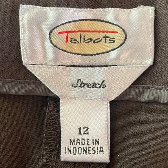 Talbots Chocolate Brown Stretch Ankle Pants Size 12 Dress Pants Career CorpCore - Picture 6 of 7